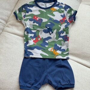 💯Cotton Camouflage Kids Shirt with Blue Shorts Set Size 4